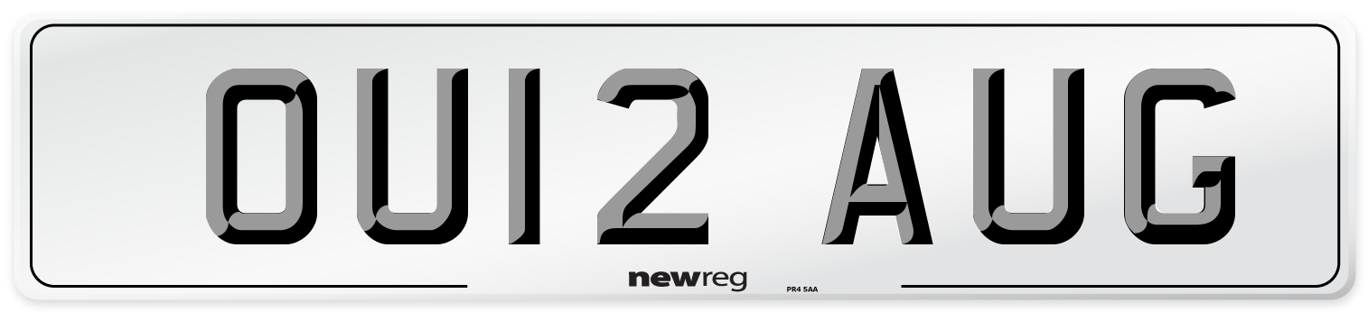 OU12 AUG Number Plate from New Reg